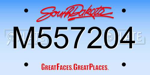 M557204 South Dakota License Plate