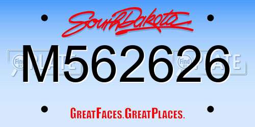 M562626 South Dakota License Plate