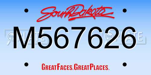 M567626 South Dakota License Plate