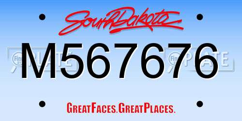 M567676 South Dakota License Plate