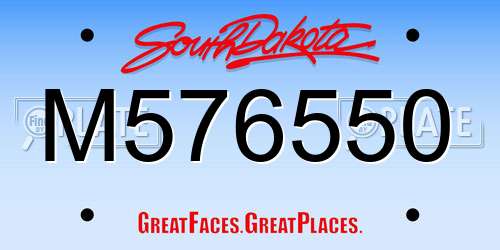M576550 South Dakota License Plate