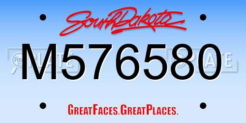 M576580 South Dakota License Plate