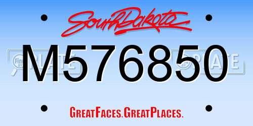 M576850 South Dakota License Plate