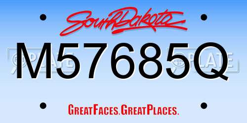 M57685Q South Dakota License Plate