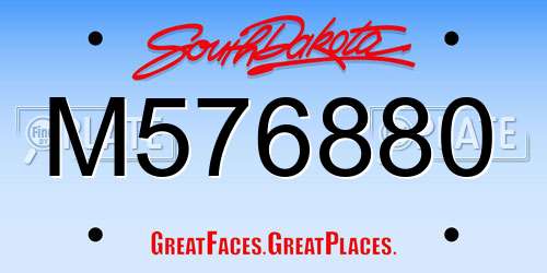 M576880 South Dakota License Plate