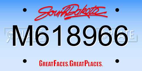 M618966 South Dakota License Plate