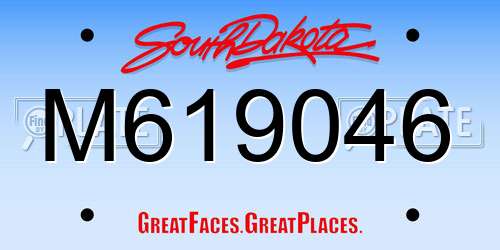 M619046 South Dakota License Plate