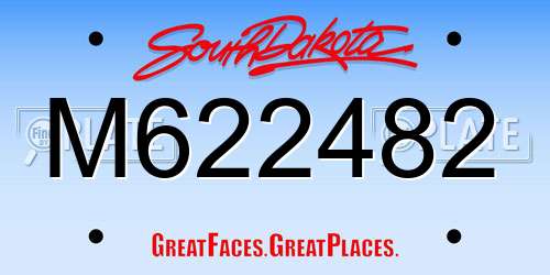 M622482 South Dakota License Plate