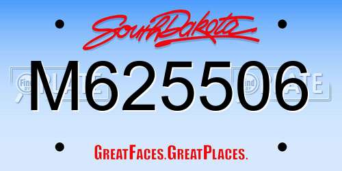 M625506 South Dakota License Plate
