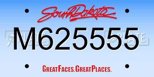 M625555 South Dakota License Plate
