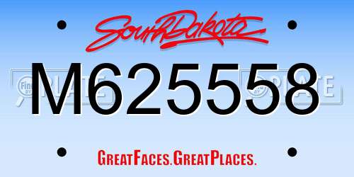 M625558 South Dakota License Plate