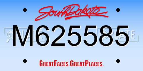 M625585 South Dakota License Plate