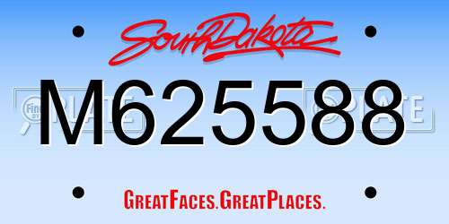 M625588 South Dakota License Plate