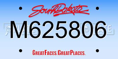 M625806 South Dakota License Plate