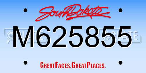 M625855 South Dakota License Plate