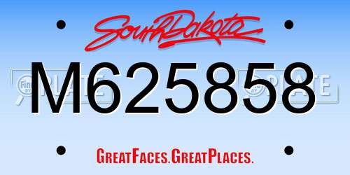M625858 South Dakota License Plate