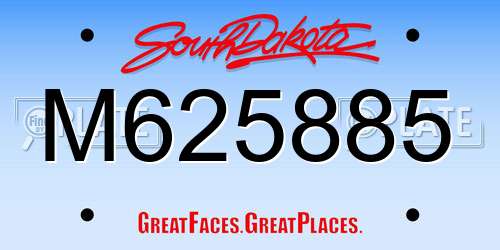 M625885 South Dakota License Plate