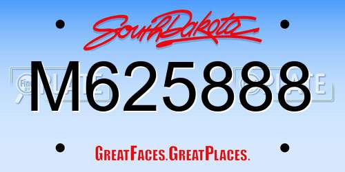 M625888 South Dakota License Plate