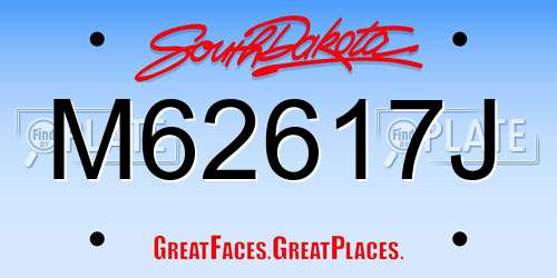 M62617J South Dakota License Plate