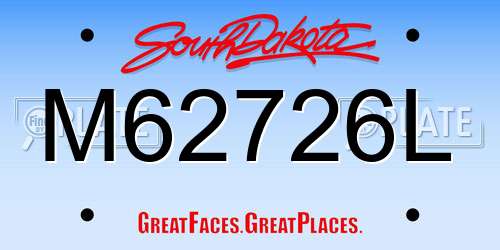 M62726L South Dakota License Plate