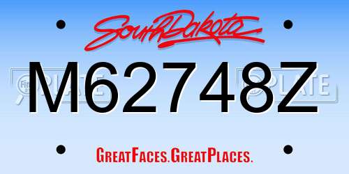 M62748Z South Dakota License Plate