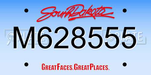 M628555 South Dakota License Plate