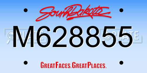M628855 South Dakota License Plate