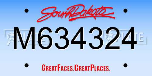 M634324 South Dakota License Plate