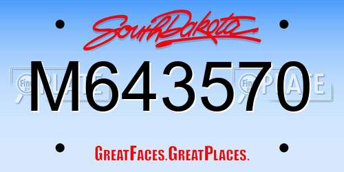 M643570 South Dakota License Plate