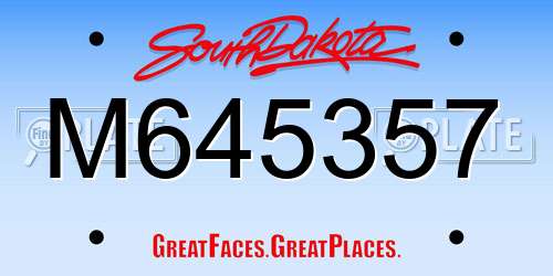M645357 South Dakota License Plate