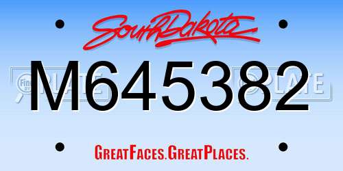 M645382 South Dakota License Plate