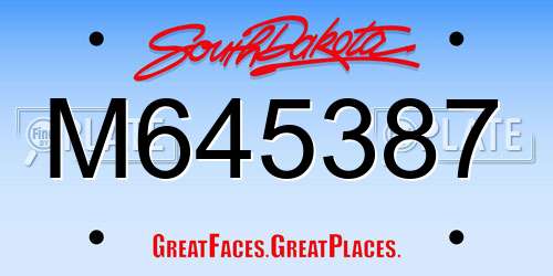 M645387 South Dakota License Plate
