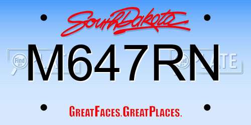 M647RN South Dakota License Plate