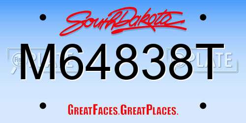 M64838T South Dakota License Plate