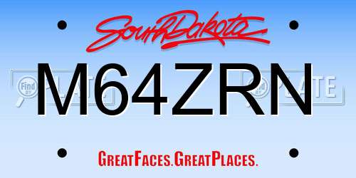 M64ZRN South Dakota License Plate