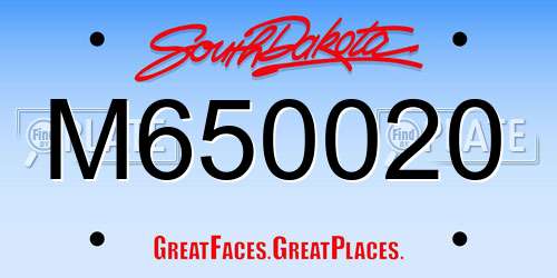 M650020 South Dakota License Plate