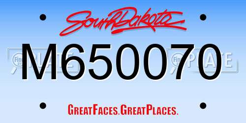 M650070 South Dakota License Plate