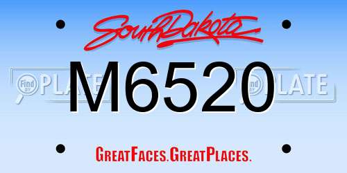 M6520 South Dakota License Plate