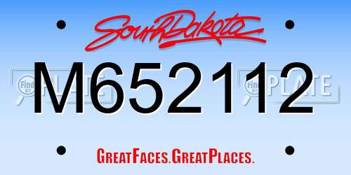 M652112 South Dakota License Plate