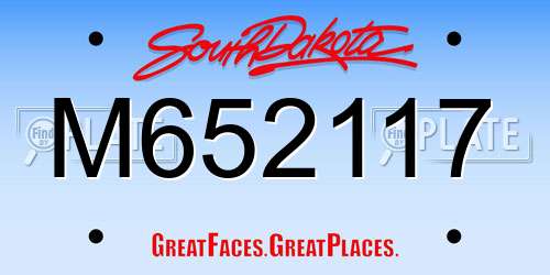 M652117 South Dakota License Plate