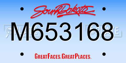 M653168 South Dakota License Plate