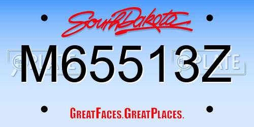 M65513Z South Dakota License Plate