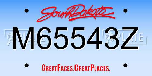 M65543Z South Dakota License Plate