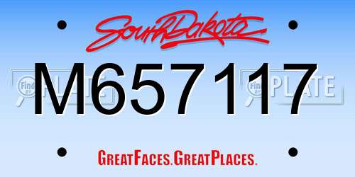 M657117 South Dakota License Plate