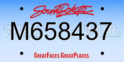 M658437 South Dakota License Plate