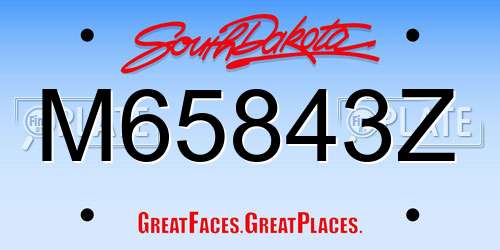 M65843Z South Dakota License Plate