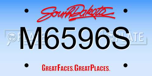 M6596S South Dakota License Plate