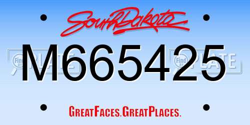 M665425 South Dakota License Plate