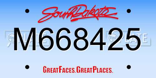 M668425 South Dakota License Plate