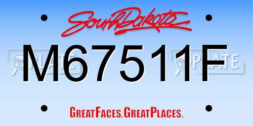 M67511F South Dakota License Plate